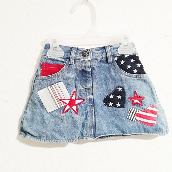 Patriotic Denim Skirt July 4th Jean Skirt - Picture 3 of 8
